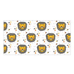 Lion Heads Pattern Design Doodle Satin Shawl 45  X 80  by pakminggu