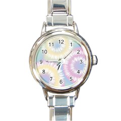 Tie Dye Pattern Colorful Design Round Italian Charm Watch by pakminggu