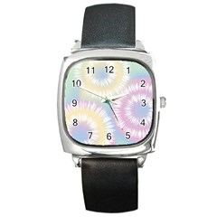 Tie Dye Pattern Colorful Design Square Metal Watch by pakminggu