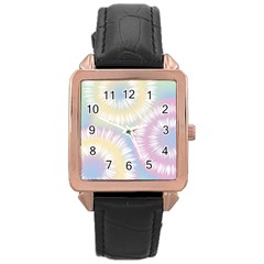 Tie Dye Pattern Colorful Design Rose Gold Leather Watch  by pakminggu