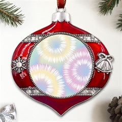 Tie Dye Pattern Colorful Design Metal Snowflake And Bell Red Ornament