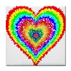 Tie Dye Heart Colorful Prismatic Tile Coaster by pakminggu