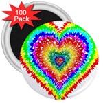 Tie Dye Heart Colorful Prismatic 3  Magnets (100 pack) Front