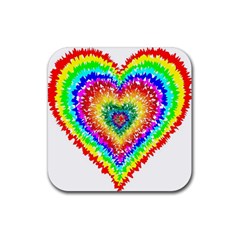 Tie Dye Heart Colorful Prismatic Rubber Coaster (square) by pakminggu