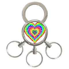 Tie Dye Heart Colorful Prismatic 3-ring Key Chain by pakminggu