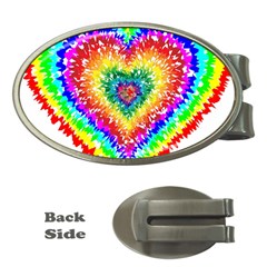 Tie Dye Heart Colorful Prismatic Money Clips (oval)  by pakminggu