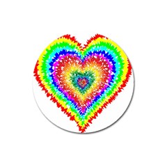 Tie Dye Heart Colorful Prismatic Magnet 3  (round) by pakminggu