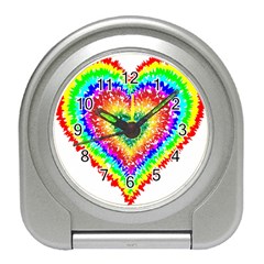 Tie Dye Heart Colorful Prismatic Travel Alarm Clock by pakminggu