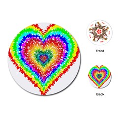 Tie Dye Heart Colorful Prismatic Playing Cards Single Design (round) by pakminggu