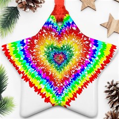 Tie Dye Heart Colorful Prismatic Star Ornament (two Sides) by pakminggu