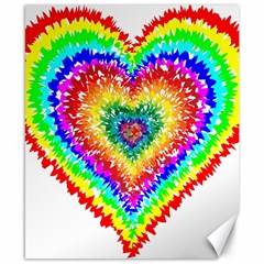 Tie Dye Heart Colorful Prismatic Canvas 8  X 10 