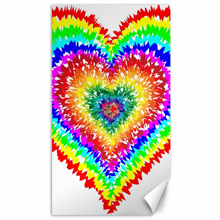 Tie Dye Heart Colorful Prismatic Canvas 40  x 72 