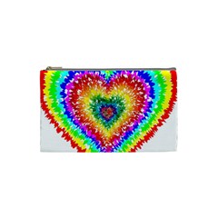 Tie Dye Heart Colorful Prismatic Cosmetic Bag (small) by pakminggu