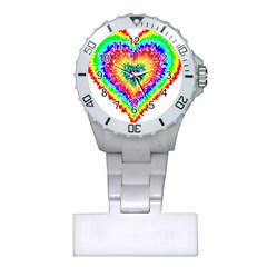 Tie Dye Heart Colorful Prismatic Plastic Nurses Watch by pakminggu