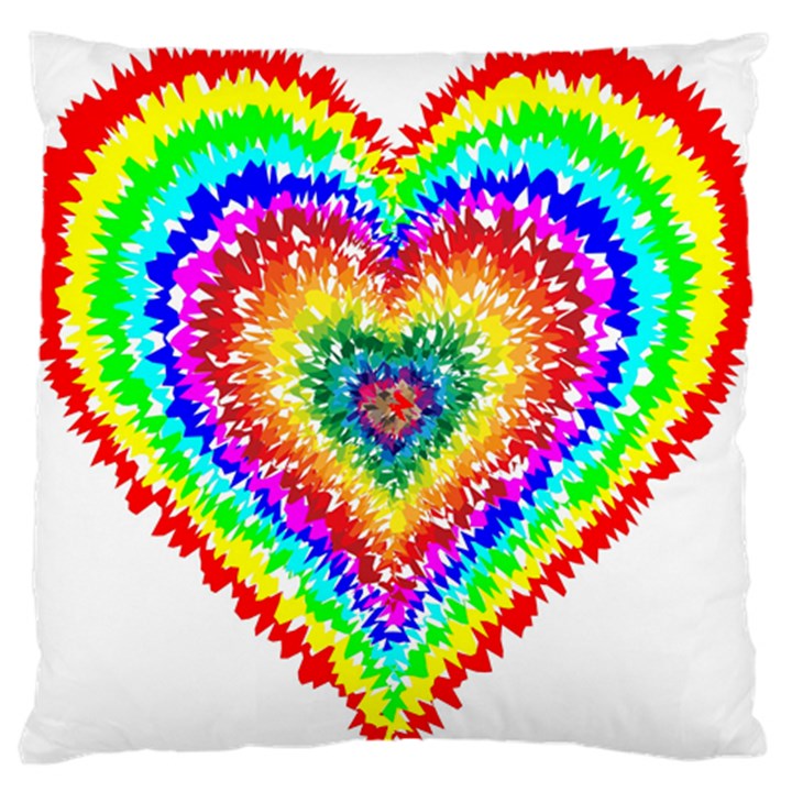 Tie Dye Heart Colorful Prismatic Standard Premium Plush Fleece Cushion Case (One Side)