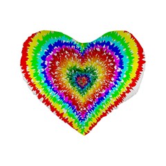 Tie Dye Heart Colorful Prismatic Standard 16  Premium Flano Heart Shape Cushions by pakminggu