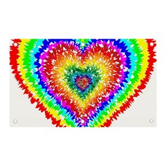 Tie Dye Heart Colorful Prismatic Banner And Sign 5  X 3  by pakminggu