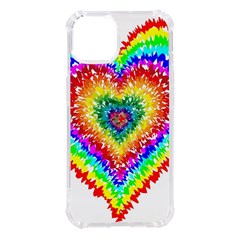 Tie Dye Heart Colorful Prismatic Iphone 14 Tpu Uv Print Case by pakminggu