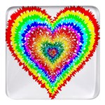 Tie Dye Heart Colorful Prismatic Square Glass Fridge Magnet (4 pack) Front