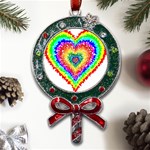 Tie Dye Heart Colorful Prismatic Metal X Mas Lollipop with Crystal Ornament Front