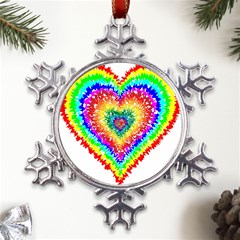 Tie Dye Heart Colorful Prismatic Metal Large Snowflake Ornament by pakminggu