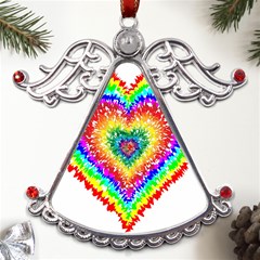 Tie Dye Heart Colorful Prismatic Metal Angel With Crystal Ornament by pakminggu