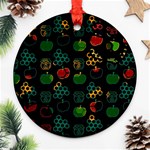 Apples Honey Honeycombs Pattern Ornament (Round) Front