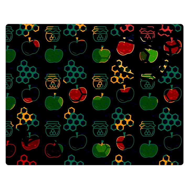 Apples Honey Honeycombs Pattern Premium Plush Fleece Blanket (Medium)