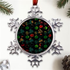 Apples Honey Honeycombs Pattern Metal Large Snowflake Ornament