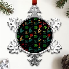 Apples Honey Honeycombs Pattern Metal Small Snowflake Ornament by pakminggu