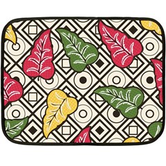 Leaves Foliage Batik Seamless Two Sides Fleece Blanket (mini) by pakminggu