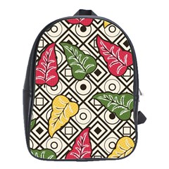 Leaves Foliage Batik Seamless School Bag (large) by pakminggu