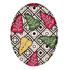 Leaves Foliage Batik Seamless Oval Glass Fridge Magnet (4 Pack) by pakminggu