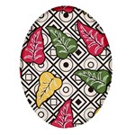 Leaves Foliage Batik Seamless Oval Glass Fridge Magnet (4 pack) Front