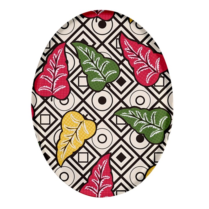 Leaves Foliage Batik Seamless Oval Glass Fridge Magnet (4 pack)