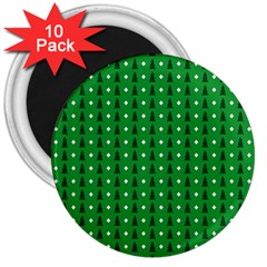 Green Christmas Tree Pattern Background 3  Magnets (10 Pack)  by pakminggu