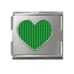 Green Christmas Tree Pattern Background Mega Link Heart Italian Charm (18mm) by pakminggu