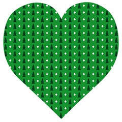 Green Christmas Tree Pattern Background Wooden Puzzle Heart by pakminggu