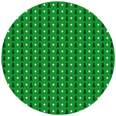 Green Christmas Tree Pattern Background Wooden Puzzle Round by pakminggu