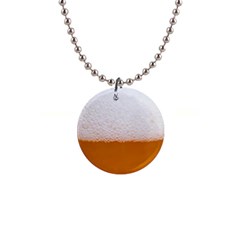 Beer Foam Bubbles Alcohol Glass 1  Button Necklace by pakminggu