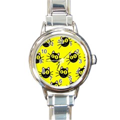 Cats Heads Pattern Design Round Italian Charm Watch by pakminggu