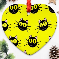 Cats Heads Pattern Design Heart Ornament (two Sides) by pakminggu