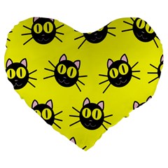 Cats Heads Pattern Design Large 19  Premium Heart Shape Cushions by pakminggu