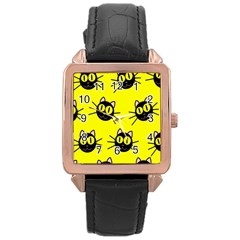 Cats Heads Pattern Design Rose Gold Leather Watch  by pakminggu