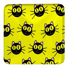 Cats Heads Pattern Design Square Glass Fridge Magnet (4 Pack)