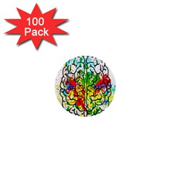 Brain Mind Psychology Idea Hearts 1  Mini Buttons (100 Pack)  by pakminggu