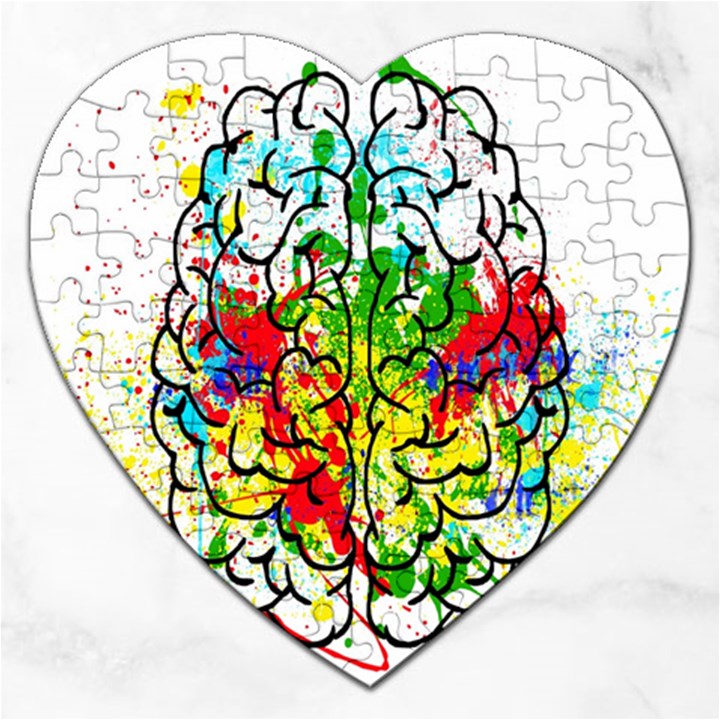 Brain Mind Psychology Idea Hearts Jigsaw Puzzle (Heart)