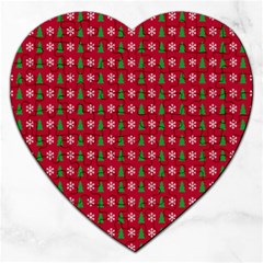 Snowflake Christmas Tree Pattern Jigsaw Puzzle (heart) by pakminggu