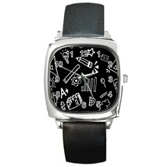 Knowledge Drawing Education Science Square Metal Watch by pakminggu