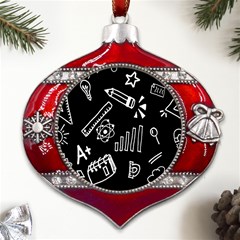 Knowledge Drawing Education Science Metal Snowflake And Bell Red Ornament by pakminggu